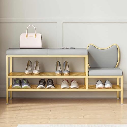 SXZenSpace Shoe-changing bench,Gray Shoe Rack Bench with Cushioned Seat and Storage Changing for Entryway Hallway Bedroom