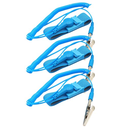 Anti Static Wrist Strap, ESD Grounding PC Earthing Reusable Adjustable Static-Release Wristband with Paint Grounding Wrist Band Static Discharge Prevents Build up of Static Electricity (3PCS)
