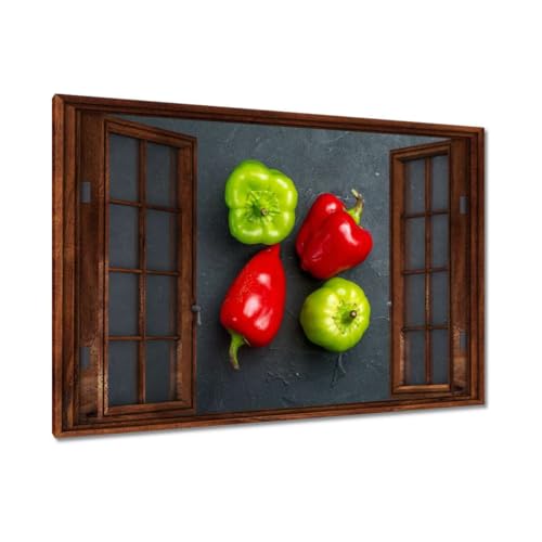 Décoration murale haut de gamme poivrons verts et rouges imprimée sur toile