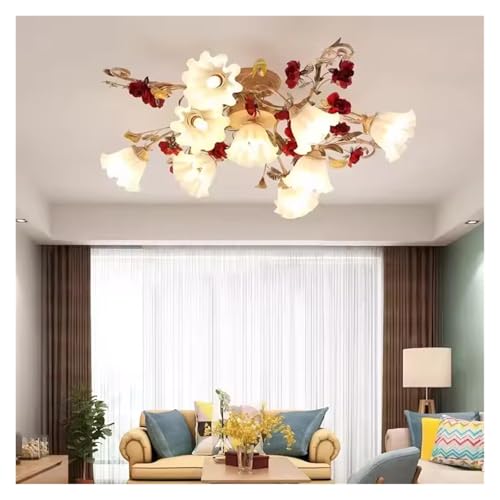 Plafonnier LED rétro Pastoral, luminaire décoratif de Plafond, idéal pour Un Salon ou Une Chambre à Coucher (lumière Froide, 9 têtes)