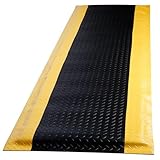 tonchean Anti-Ermüdungsmatte 60 x 213 cm Arbeitsplatzmatte Ergonomische Arbeitsmatte PVC Schaum Fußmatten für Garagenwerkbank, Schwarz-Gelb