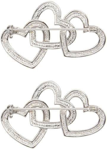 Image of Set of 2 Brooch Lapel Pins With Rhinestones