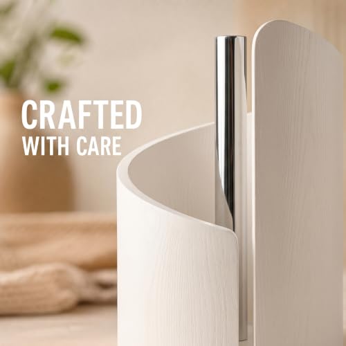 Paper Towel Holder Stand - Premium Wood Base with Metal Arm, Countertop Organizer for Kitchen & Dining Table Holds Mega Rolls, Rustic Home Decor-White by Natural Summertime - Used condition - Image 8