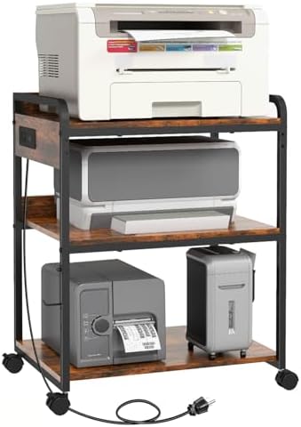 Aazon.co: Fannova White Printer Stand, 3 Shelf Printer Table with Wheels, Rolling Printer Cart