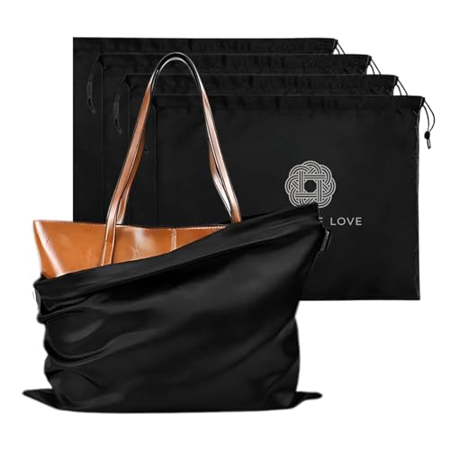 Image of Silk Dust Bag for Handbag, Purses, Shoes, Boots - Silk Drawstring Dustproof Storage Pouch, Reusable and Travel Organizers (4, Black, 20in x 20in)