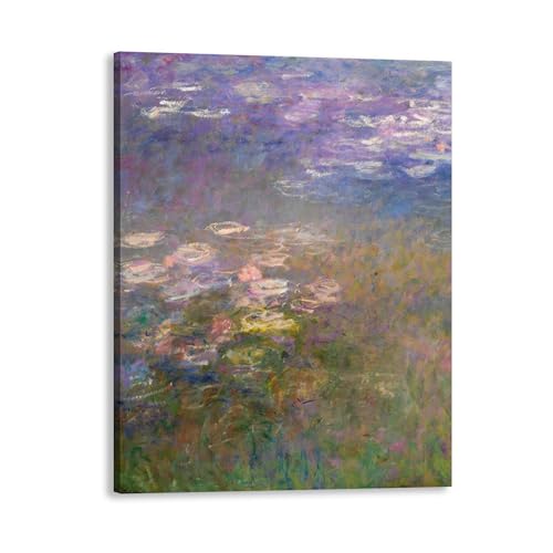 DìMò ART Impression sur Toile avec Cadre en Bois Claude Monet Water Lilies I Mesure 40x30 CM (15,75x11,81 inches)