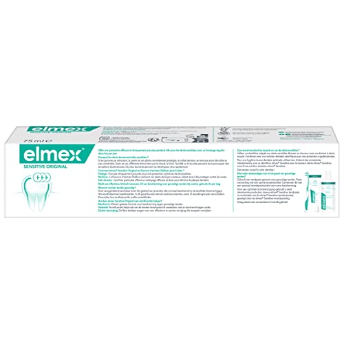 ELMEX - Elmex Sensitive Zahnpasta Original, empfindliche Zahnpasta, 24-Stunden-Schutz mit Fluorid zur Stärkung der Zähne - 75 ml Tube – Ansicht 3