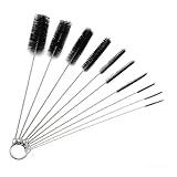 10 Pcs Black Nylon Straw Cleaning Brush Set – Flexible Pipe Cleaner Brushes for Bottles, Kettles, Tubes & Spouts – Durable Stainless Steel Wire with High-Density Bristles