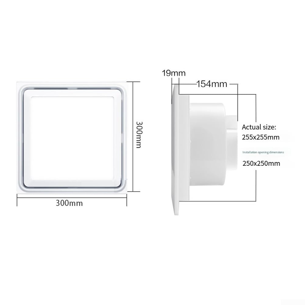 Extractor para baño silencioso con luz LED integrada, funcionamiento ultrasilencioso a 0,9 sones, potente eliminación de vapor y humedad para baños (30 cm)