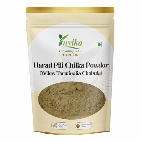 Image of Yuvika Harad Pili Chilka Powder - Haritaki Powder - Harad Badi Chilka - Yellow Terminalia Chebula 100 Grams