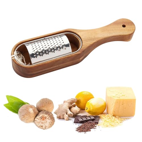 WDOPEN Rallador de queso de madera con asa, rallador de queso con contenedor, rallador de cocina de mano para queso, limón y chocolate
