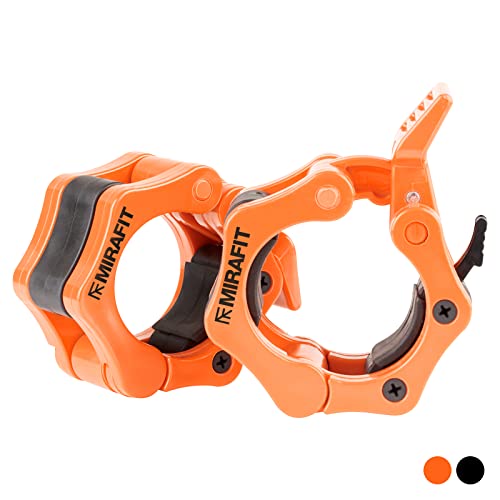Mirafit Pair of 50mm Olympic Weight Bar Clamp Collars – Black or Orange