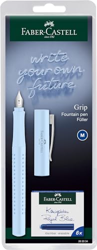 FABER-CASTELL 202034 Grip 2010 New Harmony - Pluma estilográfica (plumín M, incluye cartuchos de tinta), varios colores