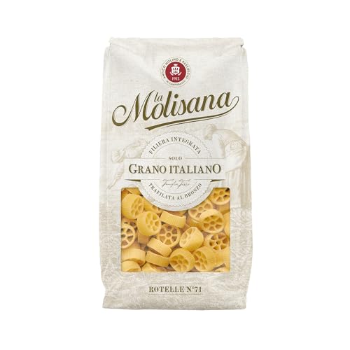 La Molisana - Rotelle n. 71, Pasta Classica da Solo Grano Italiano, Trafilata al Bronzo, Formato Fantasia a Rotella Ideale per Piatti Creativi o per Bambini, Confezione da 500 g