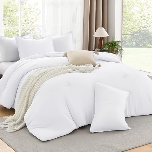 Andency White King Size Boho Comforter Set for All Seasons – 3 Piece Lightweight Bedding for Men and Women