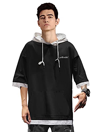 Image of EYEBOGLER Men's Trendy Hooded Neck Half Sleeves Solid T-Shirt