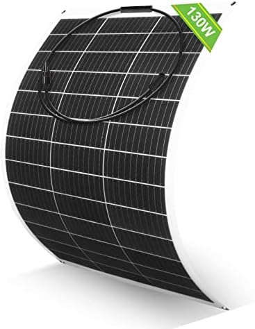 ECO-WORTHY Flexible Solar Panel 130 Watt 12 Volt Monocrystalline Semi-Flexible Bendable for Off- Grid System Motorhome, RV, Caravan, Camper, Boats, Roofs, Uneven Surfaces
