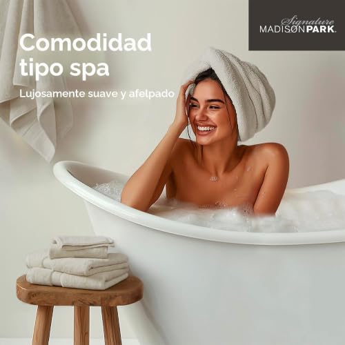 Miniatura 5 de Madison Park Juego De 8 Toallas De Baño De 800 G M , 100 Algodón, Lujosas, Altamente Absorbentes, 2 Toallas De Baño, 2 Toallas De Mano, 4 Paños De Secado Rápido, Calidad De Spa, Natural