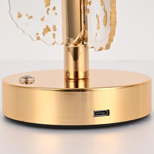 Image of One94Store 3D Leaves Gold LED Night Lamp with Gold Base, Touch Control Cordless Decorative Table Light - 3 Color Modes, Modern Bedside Lamp for Bedroom, Living Room & Home Decor (Plastic Body)
