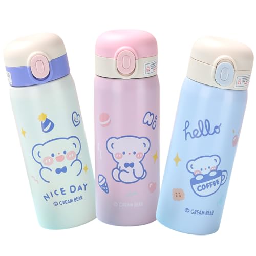 Garrafa de Água Inox Térmica Infantil 500mlCom Canudo Colorida (Branca)