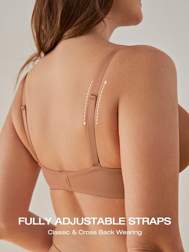 Image of Deyllo Women's Push Up Underwire Bra Super Padded T-Shirt Bra Add Two Cups