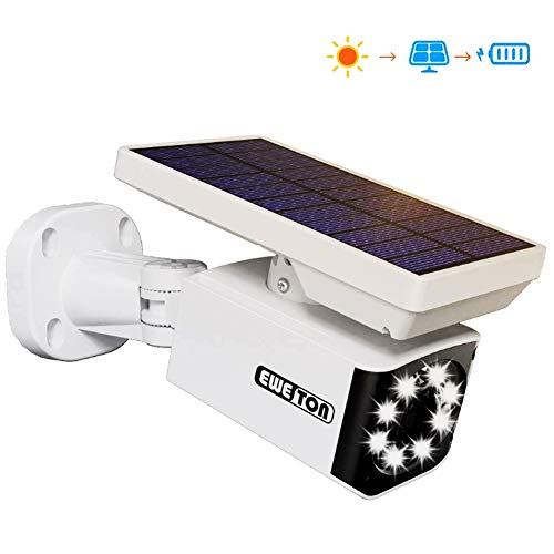 Solar Motion Sensor Light Outdoor, Wireless Security Flood Light & Dummy Security Camera