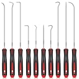 TXXATX 10-Teilig Pick und Haken Set Rot Wellendichtring Werkzeug 24 cm und 16,5 cm Haken Werkzeug Universal Präzision Haken für Öl-Ringe O-Ring Dichtung Auto Schläuchen Demontage Werkzeug