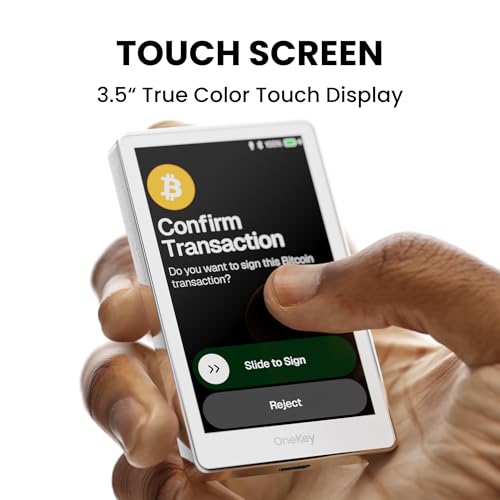 OneKey Pro Cold Wallet – Premium Air-Gapped Crypto Storage with 4× EAL6+ Secure Chips, 3.5” Touchscreen, Fingerprint Unlock, Bluetooth, Supports 5,500+ Coins, BTC & ETH (White)4