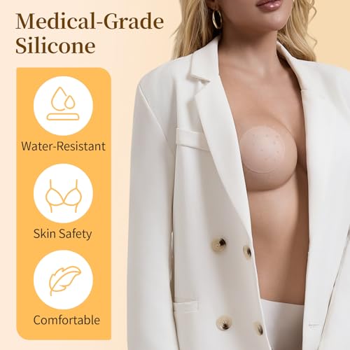 3 Pairs Nipple Covers for Women, Skin Sticky Pasties, Reusable Adhesive Nipple Petals Sticky Bra with Travel Box2