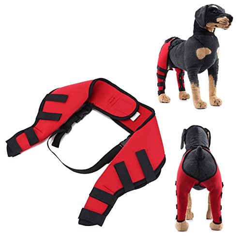 Image of 1 Pair Dog Hind Leg Braces, Dog Rear Leg Hock Wraps Canine Elbow Protector for Ligament Injuries Sprains(Red S) Boots