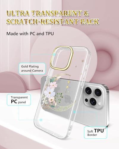 Coque iPhone 16 Pro Max fleur et lune accessoire tendance soirée et bureau - 3