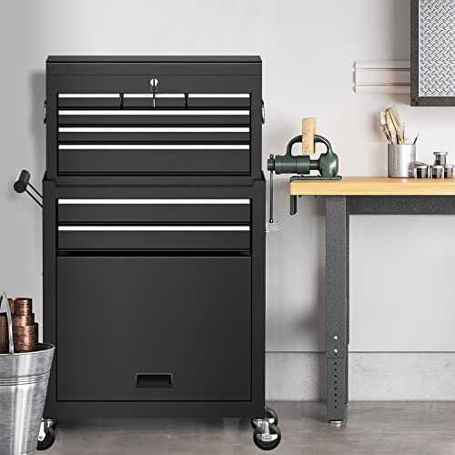 8-Drawer Tool Chest With Wheels, Tool Storage Cabinet And Tool Box, Lockable Rolling Tool Chest With Drawers, Toolbox Organizer For Garage Warehouse Workshop (Black) #TOP1
