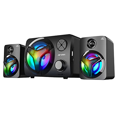 Ant Esports GS350 Pro 2.1 Gaming Speakers, 15W (2×5W Speakers + 5W Subwoofer), USB Powered Bluetooth Speaker with 3.5mm AUX, in-Line Volume Control & 