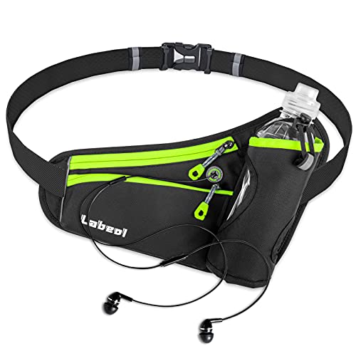 Labeol Running Belt With Water Bottles Adjustable 2 Zipper Pockets Running Waist Pack Hydration Bag For Men And Women Running Fanny Pack With Water Bottles For Running Hiking Climbing Jogging (Green) #TOP13