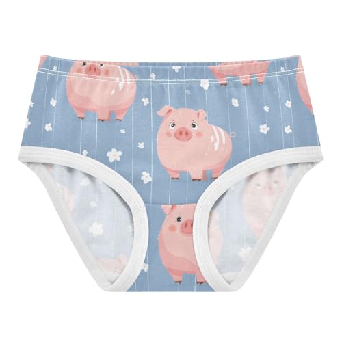 Wusikd Cute Pink Pig Girls' Underwear Cotton Lines Blue Striped Girls Briefs Soft Toddler Underwear 2T