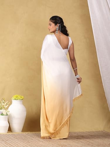 Image of Garden Vareli Lace Border Satin Saree with Unstitched Sequin Blouse Piece
