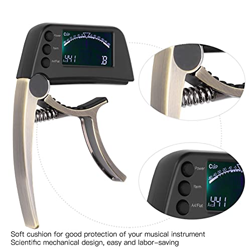 Guitar Capo Tuner 2 In 1 Guitar Tuner Clip With Large And Clear Lcd Screen Zinc Alloy And Abs For Acoustic Electric Classical Ukuleles(Silver) #TOP1