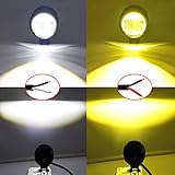 Biqing Motorcycle Fog Lights,60W 2 Inch Motorcycle Driving Lights 12V Motorcycle Spotlight Amber/White Dual Color Auxiliary Spot Lights 1200LM+3 Wire Motorcycle Switch - Image 4