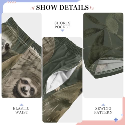 ZZXXB Retro Sloth Boys Long Pants Soft Trousers Elastic Waist Kids Lounge Bottoms with Pockets S-XL4