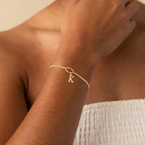 DEARMAY Gold Initial Bracelets for Women, 14K Dainty Gold Plated Knot Letter Bracelet Trendy A-Z Adjustable Chain Jewelry Non Tarnish Charm Bracelet Personalized Gift for Her4