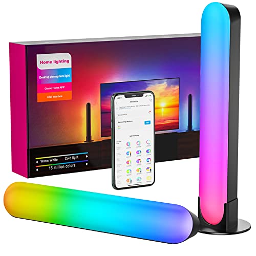 RYQLVOT LIGHT Smart LED Lampe 2pcs Lumière Décorative RGB, RGB Smart Lampe Contrôlée par Application, DIY 16M Couleur et Synchronisation de la Musique, Gaming Lampe, Rétroéclairage TV Lumière Ambiante