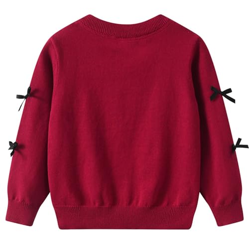 Girl's Cardigan Sweaters Long Sleeve Knit Button Front Bow Outwear Comfortable Warm Sweater Cardigan2