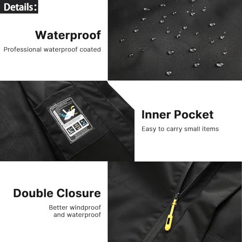 Image of Lamgool Waterproof Jackets for Men Lightweight Rain Jacket Hooded Raincoat Zip Windbreaker for Running Hiking Travel