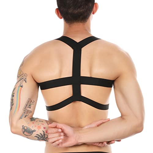 Image of Mens Harness Belt Nylon Elastic Body Shoulder Strap Sexy Halter Club Wear Cosplay Costume