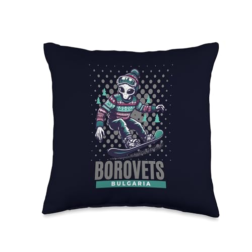 Alien Snowboarding Borovets Cosmic Thrills Pillow 16x16