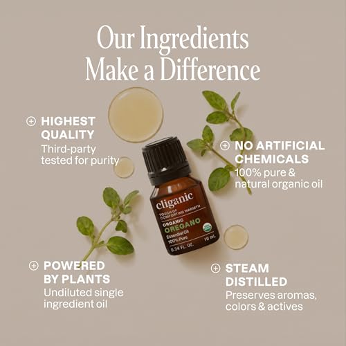 Image of Cliganic Organic Oregano Essential Oil, 100% Pure Natural for Aromatherapy | Non-GMO Verified
