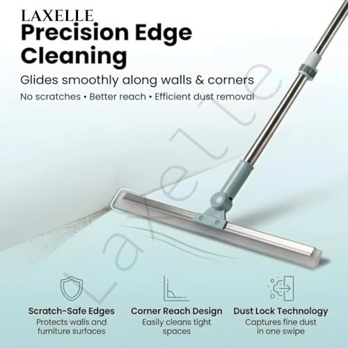 Image of LAXELLE Heavy Duty Bathroom Wiper with 180-Degree Swivel Head | Multifunctional Magic Broom Floor Wiper | 50-Inch Rotating Floor Squeegee with Long Handle Adjustable 4