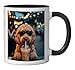 Funny Goldendoodle Drinking Iced Coffee Cool Dog Sunglasses Ceramic Mug, Black/White