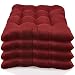 Tesosy Pack 4 Cojines para Sillas , Cojín Decorativo de Asiento 40 x 40 x 3.5 cm con Correas de Sujeción , ​Poliéster , 9 Pespuntes , Ideal para la Decoración de Sala , Rojo , Fabricado en España