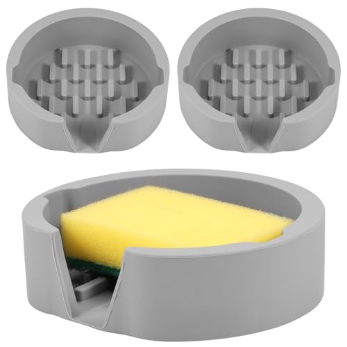 3Pcs Silicone Sponge Holder for Kitchen Sink Sponge Organizer Soft Sponge Caddies Dishwasher Safe Sponge Tray Practical Dish Sponge Holder with Drain Reusable Dish Soap Tray for Home Bathroom